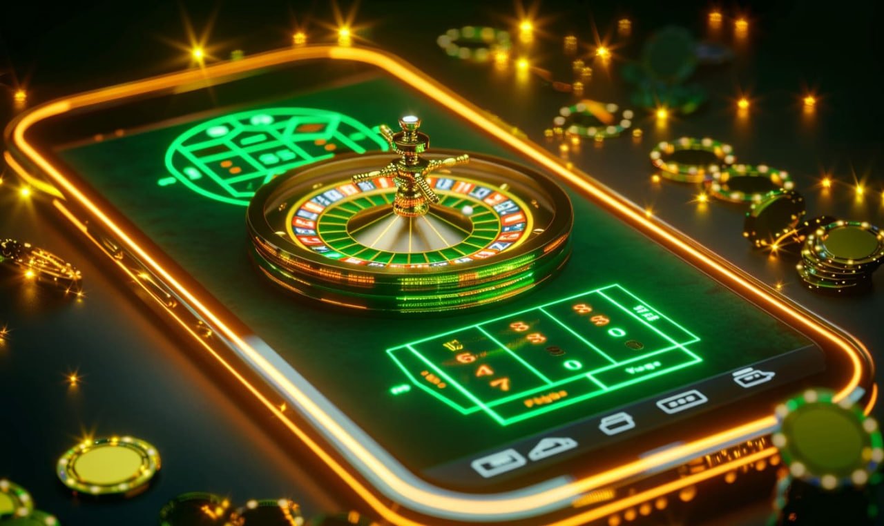 Khung cảnh sôi động của sân vận động bóng đá và casino sống động